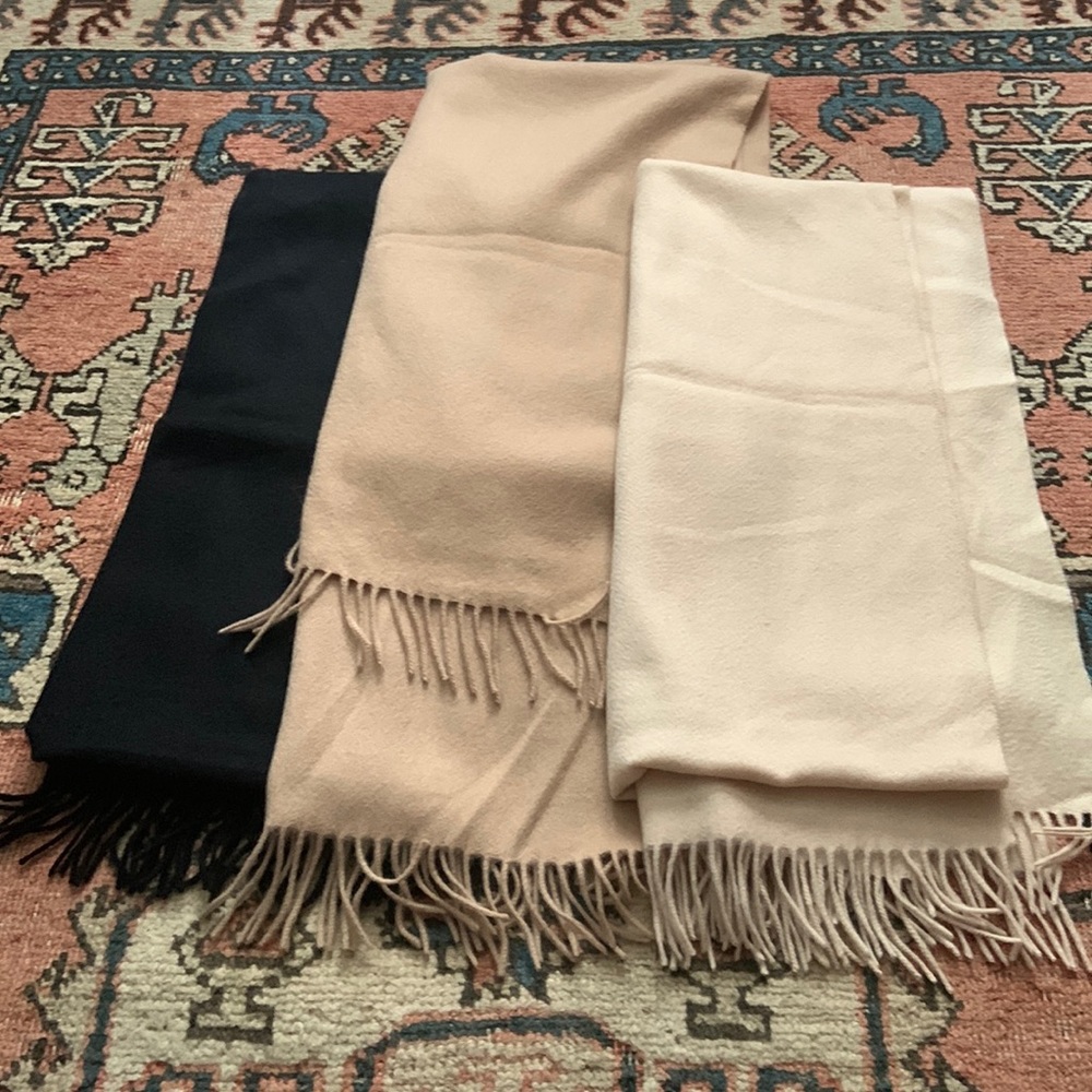 Set of 3 Ann Taylor cashmere shawls -Black, beige, and tan